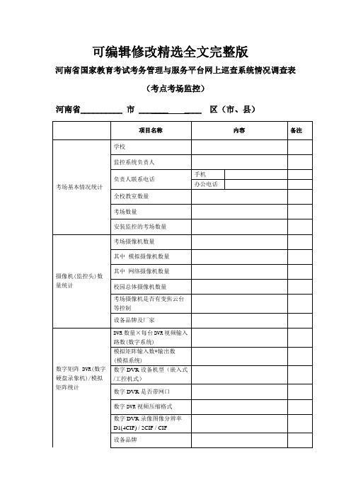 河南省国家教育考试考务管理与服务平台网上巡查系统情况调查表