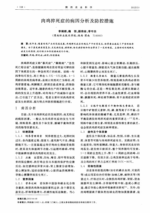 肉鸡猝死症的病因分析及防控措施