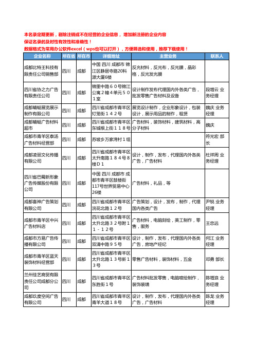 2020新版四川省成都广告材料工商企业公司名录名单黄页联系方式大全70家