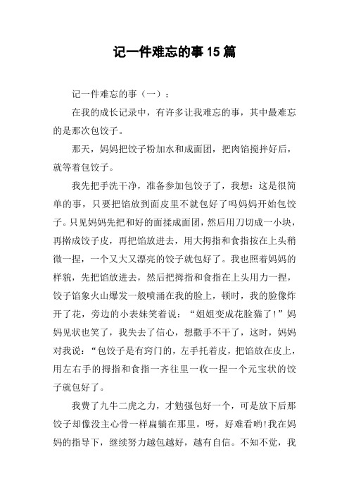记一件难忘的事15篇