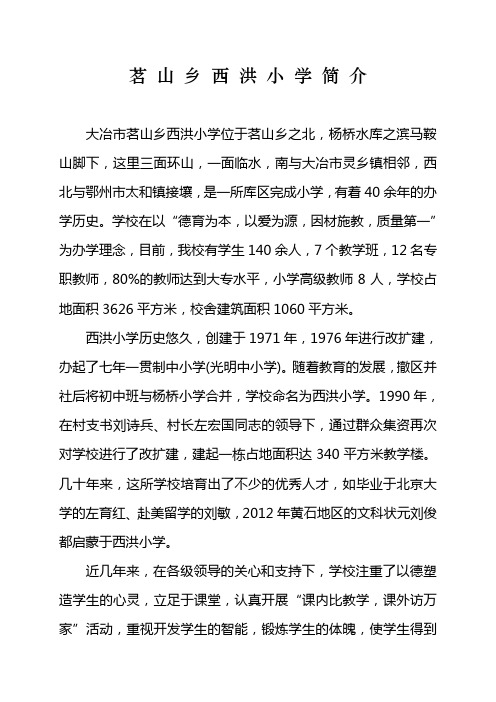西洪小学简介