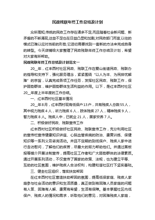 民政残联年终工作总结及计划