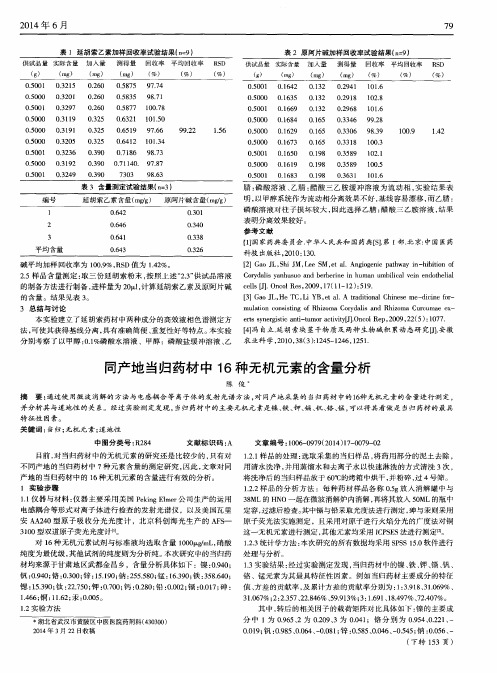 同产地当归药材中16种无机元素的含量分析