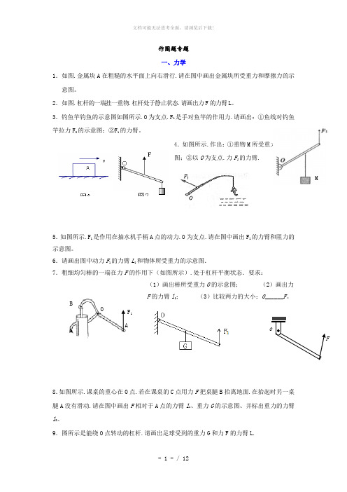 初中物理力学作图专题精选题