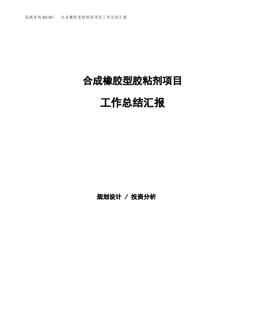 合成橡胶型胶粘剂项目工作总结汇报