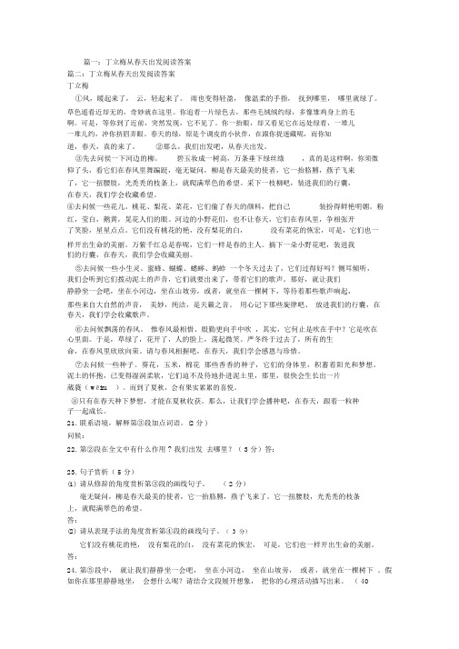 丁立梅从春天出发阅读答案