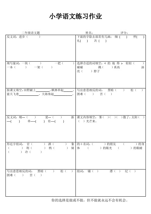 小学二语文练习作业19