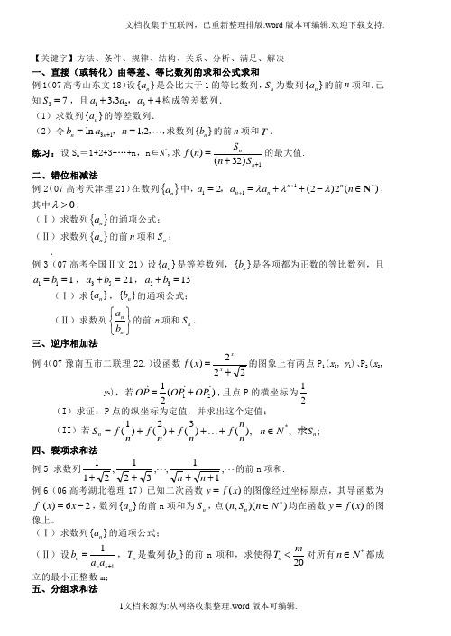 数列经典题型总结精品