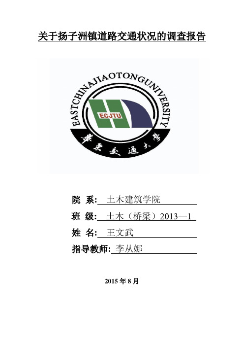 关于扬子洲镇道路交通状况的调查报告讲解