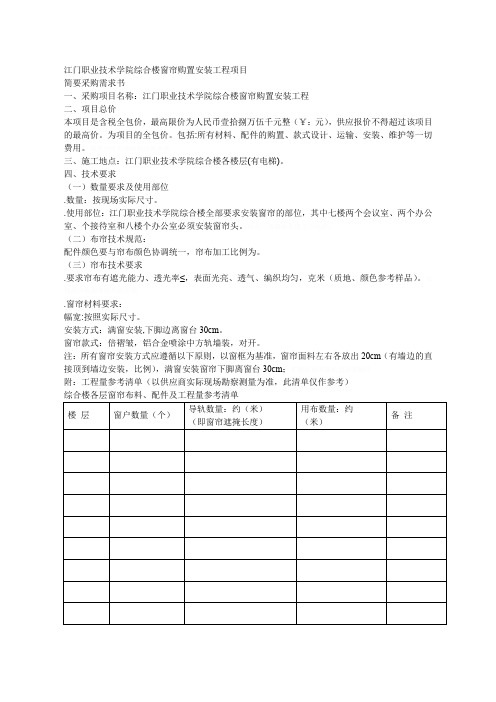 江门职业技术学院综合楼窗帘购置安装工程项目
