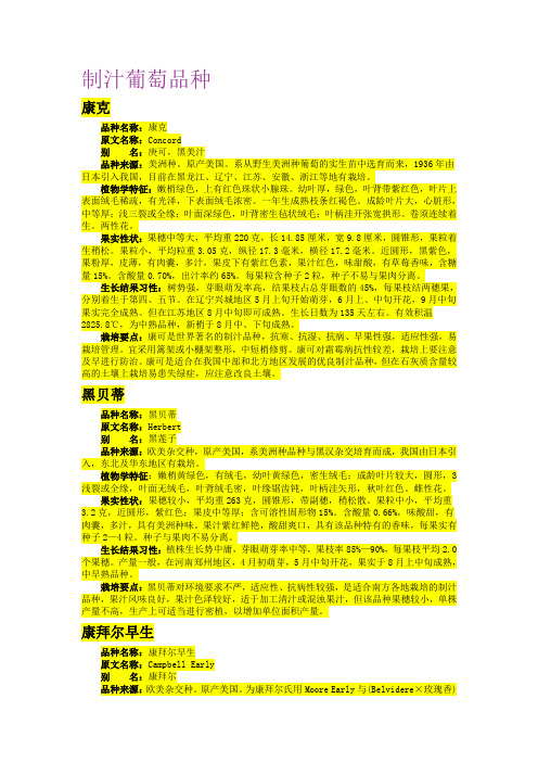 葡萄品种大全