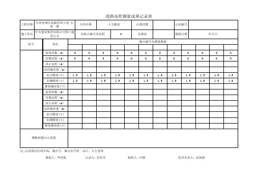 路基道路测量记录表样式