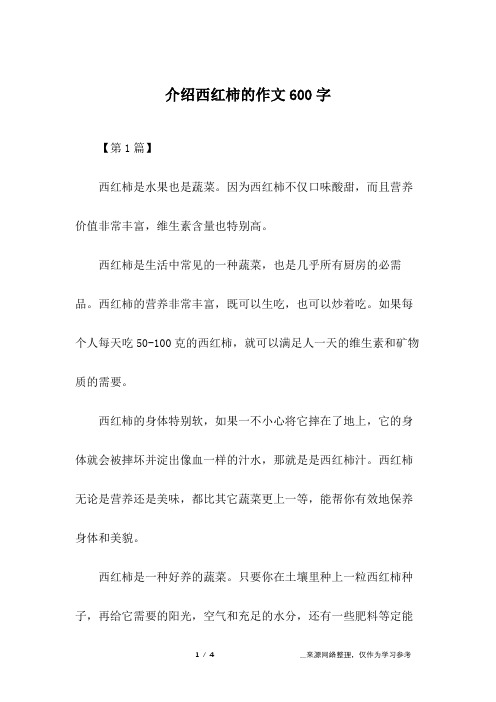 介绍西红柿的作文600字