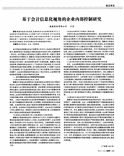 基于会计信息化视角的企业内部控制研究