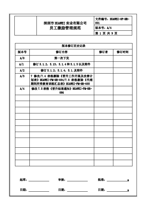 HUAWEI公司员工激励管理制度