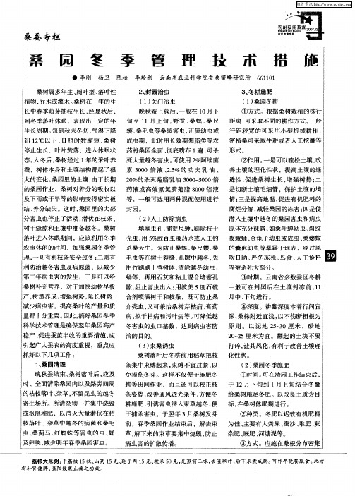 桑园冬季管理技木措施