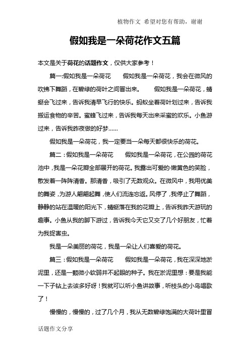 假如我是一朵荷花作文五篇