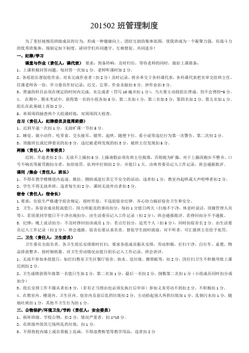 201502班管理制度