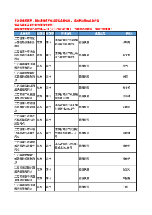 2020新版江苏省常州圆通快递工商企业公司名录名单黄页联系方式大全43家