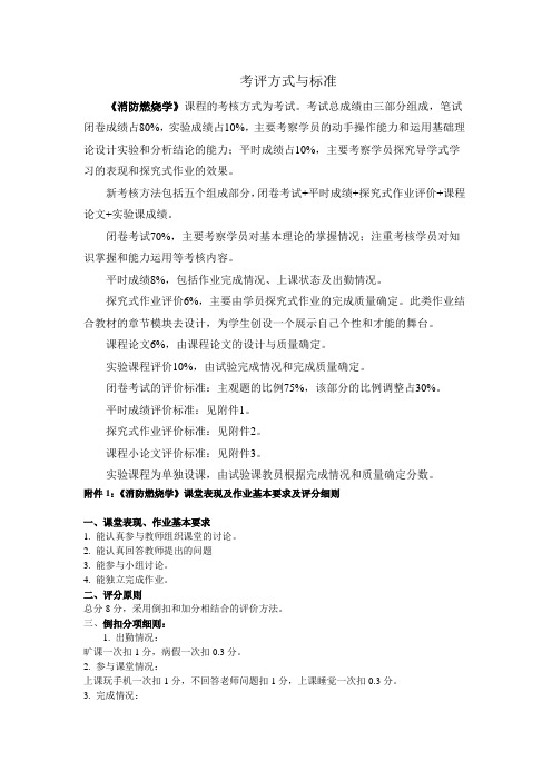 《消防燃烧学》考核标准