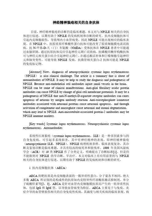 神经精神狼疮相关的自身抗体