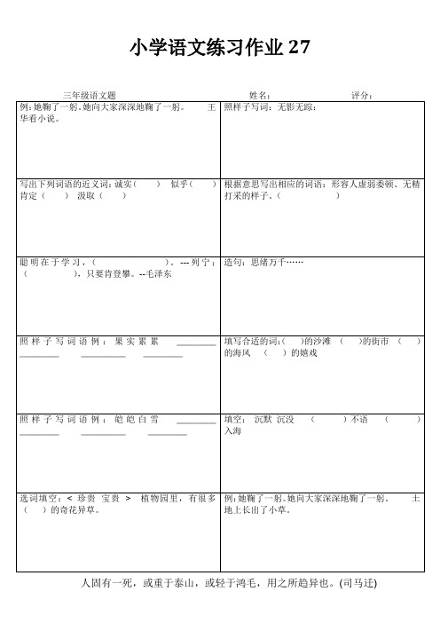 小学语文练习作业27