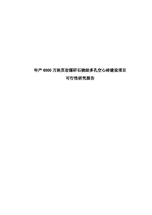 年产6000万块页岩煤矸石烧结多孔空心砖建设项目可行性研究报告
