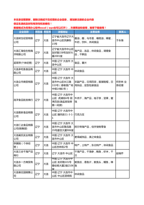 2020新版辽宁省休闲食品工商企业公司名录名单黄页联系方式大全435家