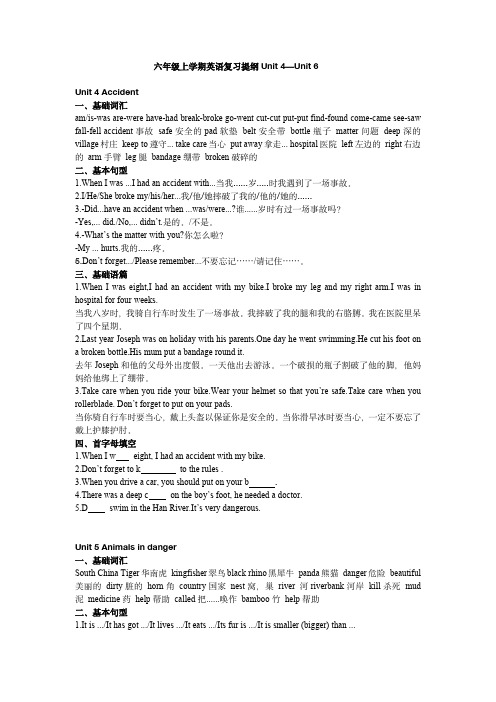人教版六年级英语上册复习提纲Unit 4-Unit 6