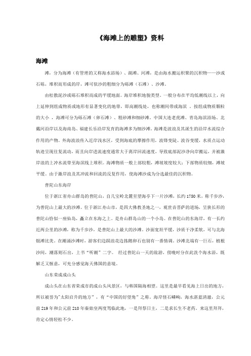 最新审定西师大版语文四年级上册《海滩上的雕塑》资料海滩