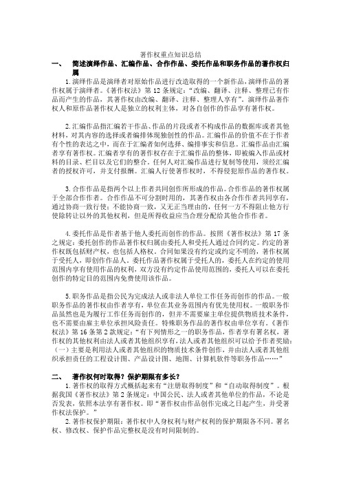 知识产权(著作权)重点知识总结