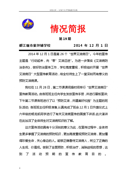 紫坪铺学校防艾宣传活动简报
