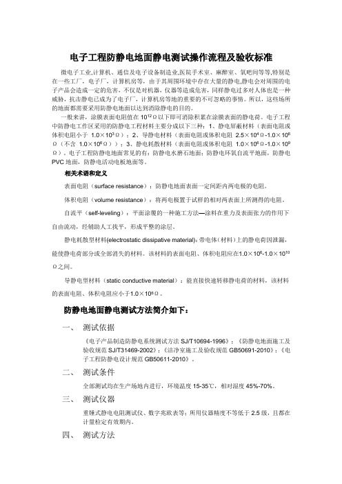 防静电地面静电测试操作流程及验收标准