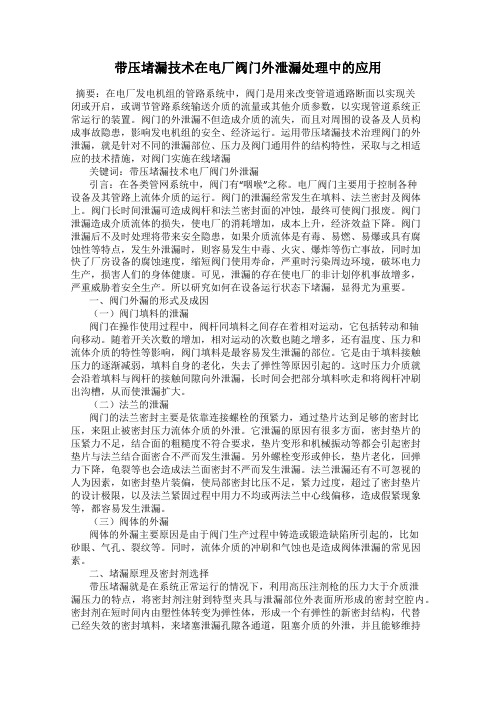 带压堵漏技术在电厂阀门外泄漏处理中的应用