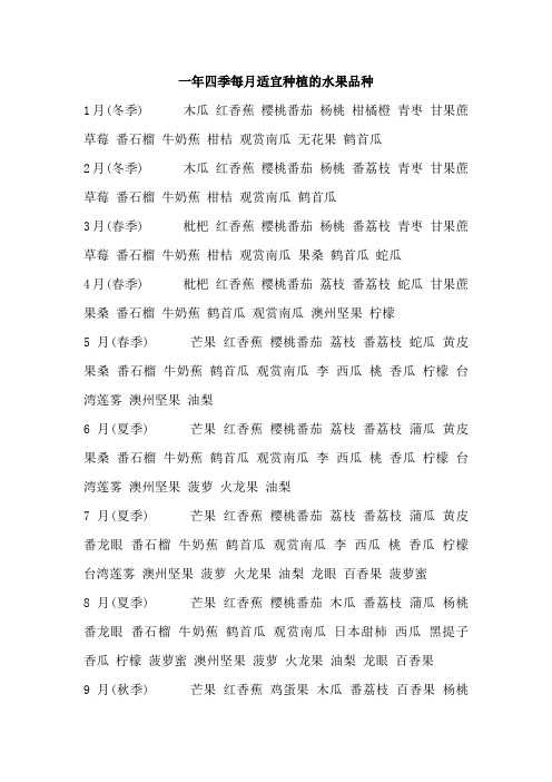 一年四季每月适宜种植的水果品种