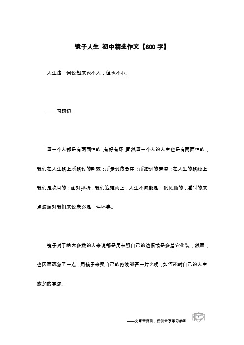 镜子人生 初中精选作文【800字】
