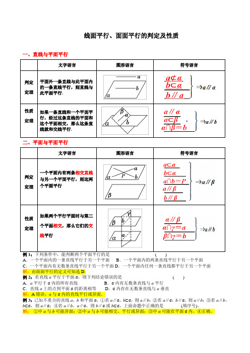 04线面平行与面面平行判定与性质(经典题型+答案)