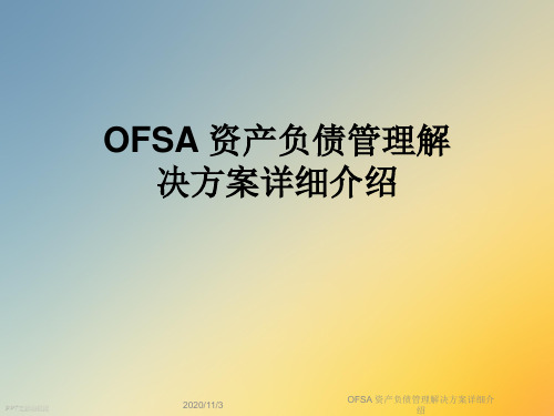 OFSA 资产负债管理解决方案详细介绍