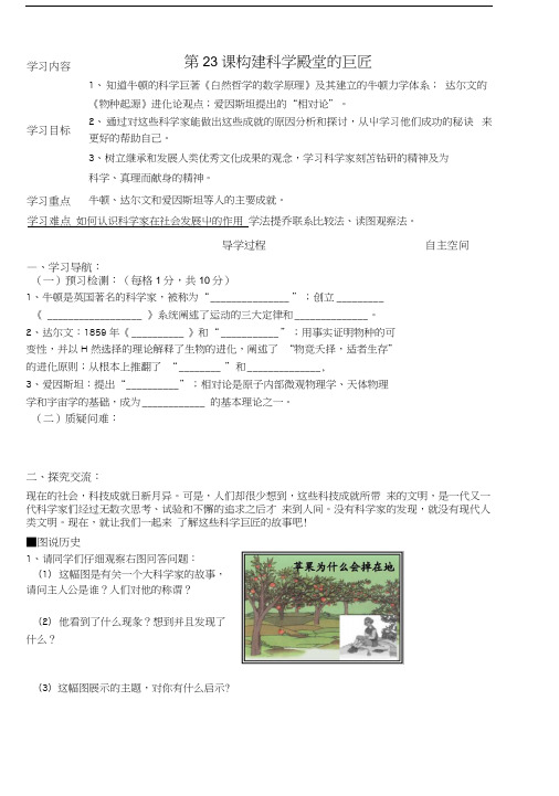 北师大版历史九上《构建科学殿堂的巨匠》学案.docx