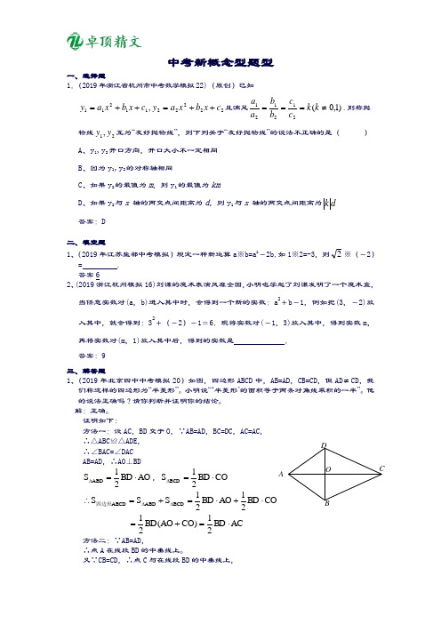 卓顶精文2019年全国各地中考数学模拟题分类50_新概念型问题(含答案).doc
