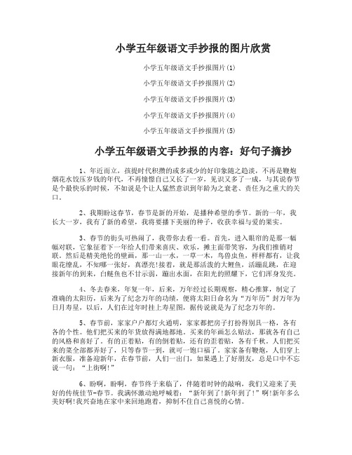 小学五年级语文手抄报的素材