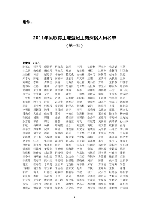 最新最全土地登记上岗资格人员名单