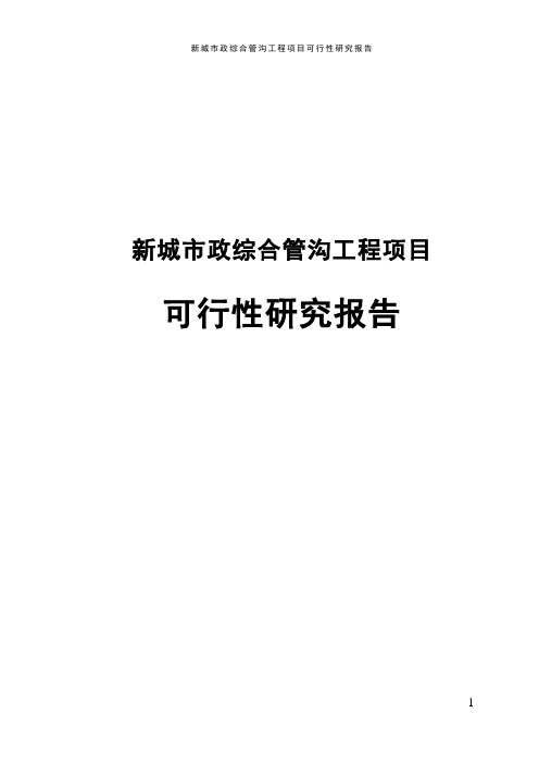 新城市政综合管沟工程项目可行性研究报告