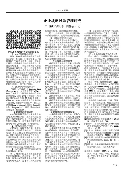 企业战略风险管理研究