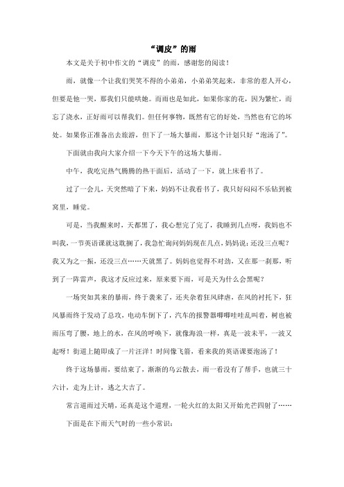 “调皮”的雨_初中作文
