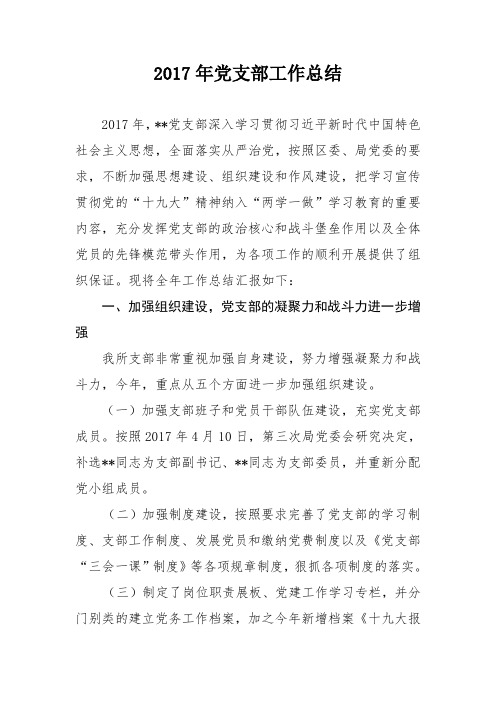 2017党支部工作总结