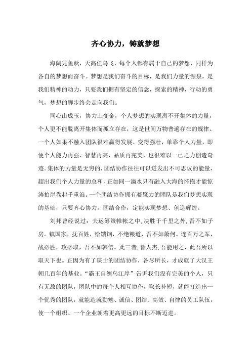 同心协力,铸就梦想