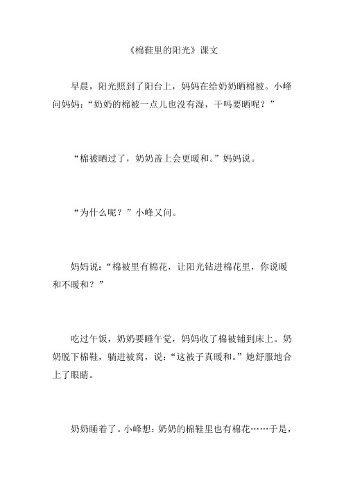 《棉鞋里的阳光》课文