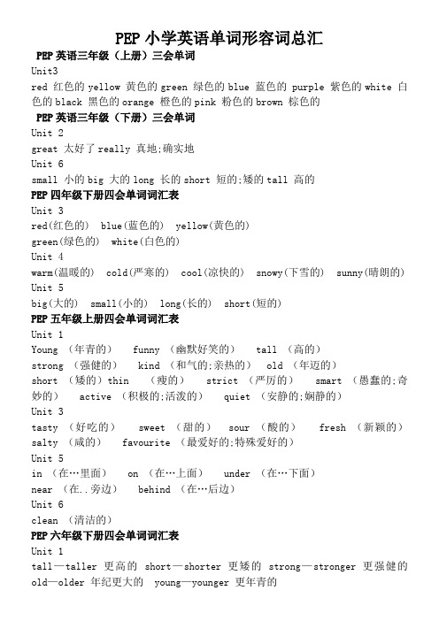 小学英语单词形容词总汇