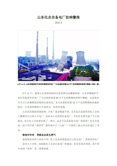 山东化企自备电厂拉响警报 -2016剖析